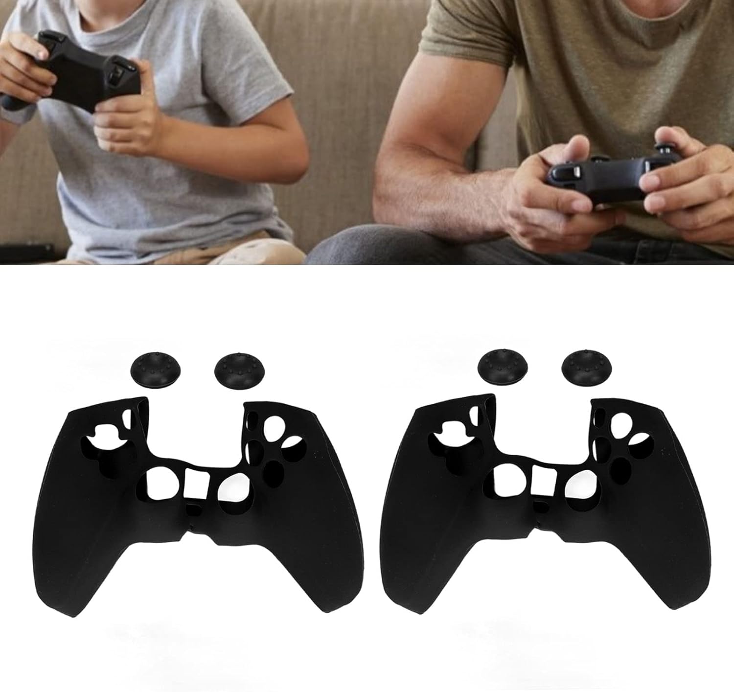 2 Pcs Silicone Protective Case for PS5 Controller Dust Proof Soft Grip Sleeve Ergonomic Protective Case Prevents Slipping Simple Installation for PS5 (Black)