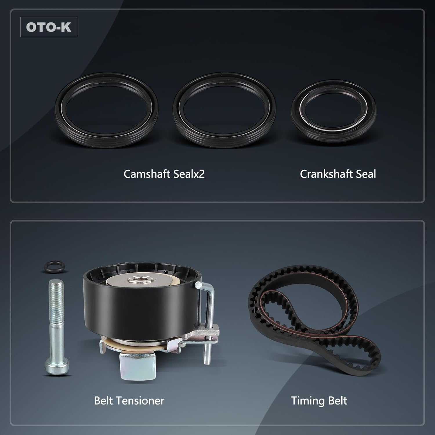 OTO-K Serpentine Belt Tensioner Pulley and Seal Compatible with Ford Fiesta 2011 2012 20013 2014 2015 2016 2017 2018 2019 DOHC 1.6L L4,Replace# BE8Z6268B BE8Z6268C