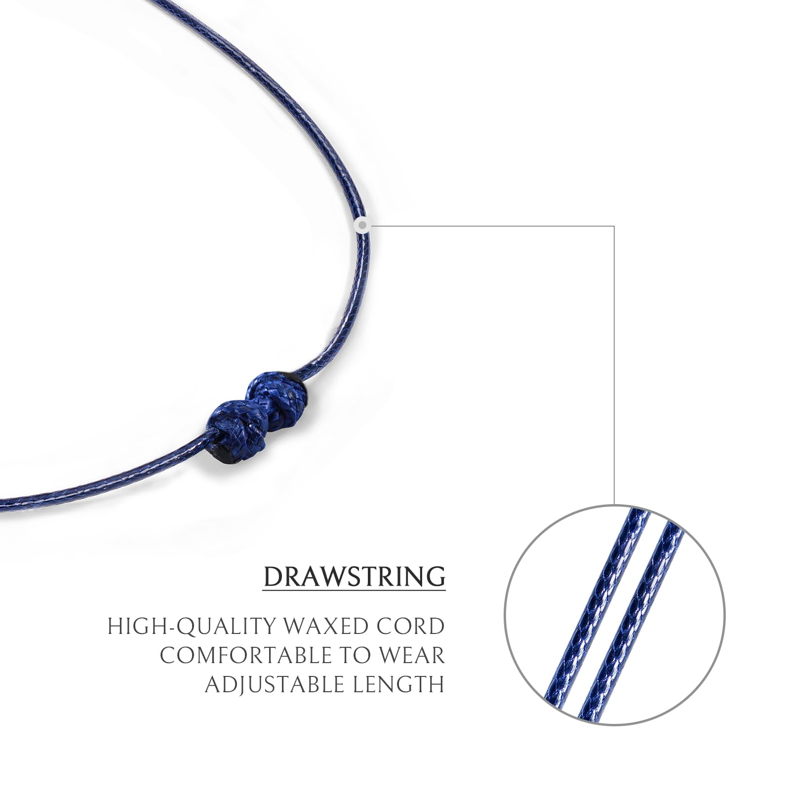 AWNL Sodalite Pendant Necklace for Men Natural Gemstone Sterling Silver Pendant Necklace with Stainless Steel Chain Waxed Cord Gift for Men