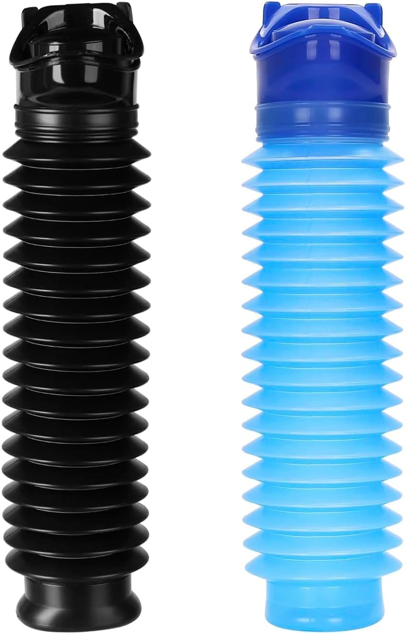 Emergency Urinal for Kids Adult,Portable Reusable Outdoor Urinal Potty Pee Bottle, Outdoor Shrinkable Urinal for Travel, Camping, Hiking, Traffic Jam and Queuing-2 Pack 750ml Blue