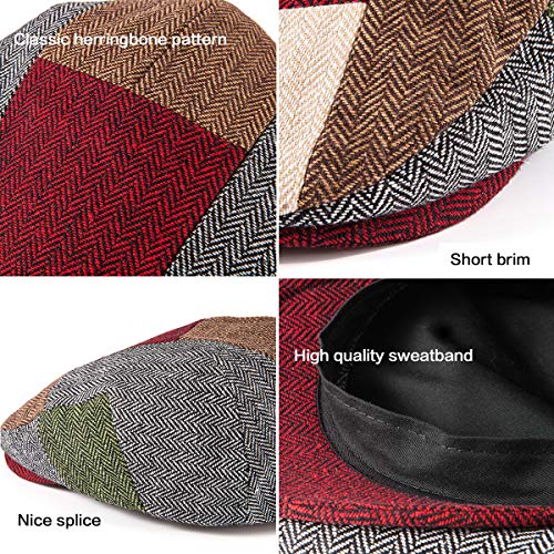 Image of LADYBRO 2Pack Adjustable Newsboy Hats for Men Flat Cap Irish Cabbie Wool Blend Tweed