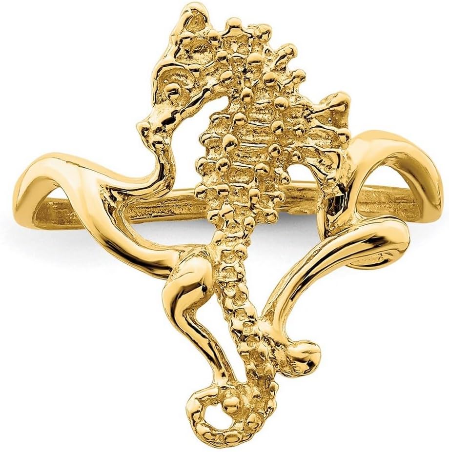 JewelryWeb 14k Gold Seahorse Ring High Polish and Textured And 2-d [size 7] Ring for Women - Image 5
