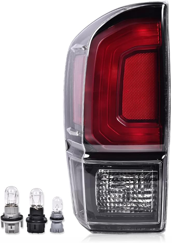 PIT66 Rear Tail Light Lamp Assembly Compatible with Toyota Tacoma 2016-2023 All Models 8156004200,81560 04200,81560-04200,TO2800201 Clear Lens Black Housing Left(w/Blubs)