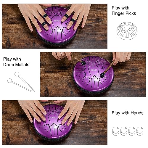 image for Rain drum for outdside, Steel Tongue Drum 6 Inch 11 Notes, LEKATO Rain