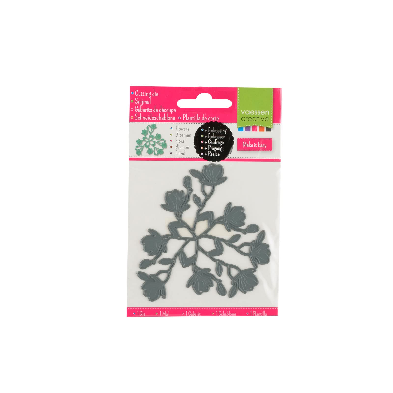Vaessen Creative Bloemen Flower Shape Cutting Dies, Metal, Grey, One Size