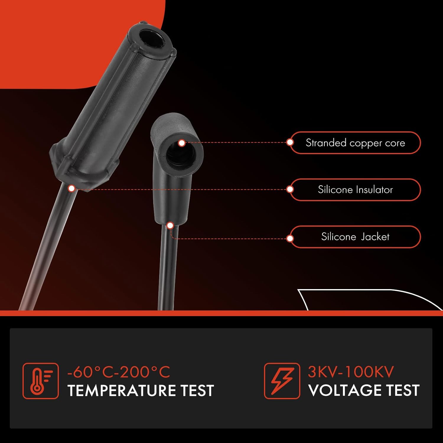 A-Premium Ignition Spark Plug Wires Set of 6 Compatible with Buick Lucerne 2006, LeSabre 1999-2005, Park Avenue 1998-2005 & Oldsmobile 88 LSS 1999 & Pontiac Bonneville 1999-2005, 3.8L, 7 mm