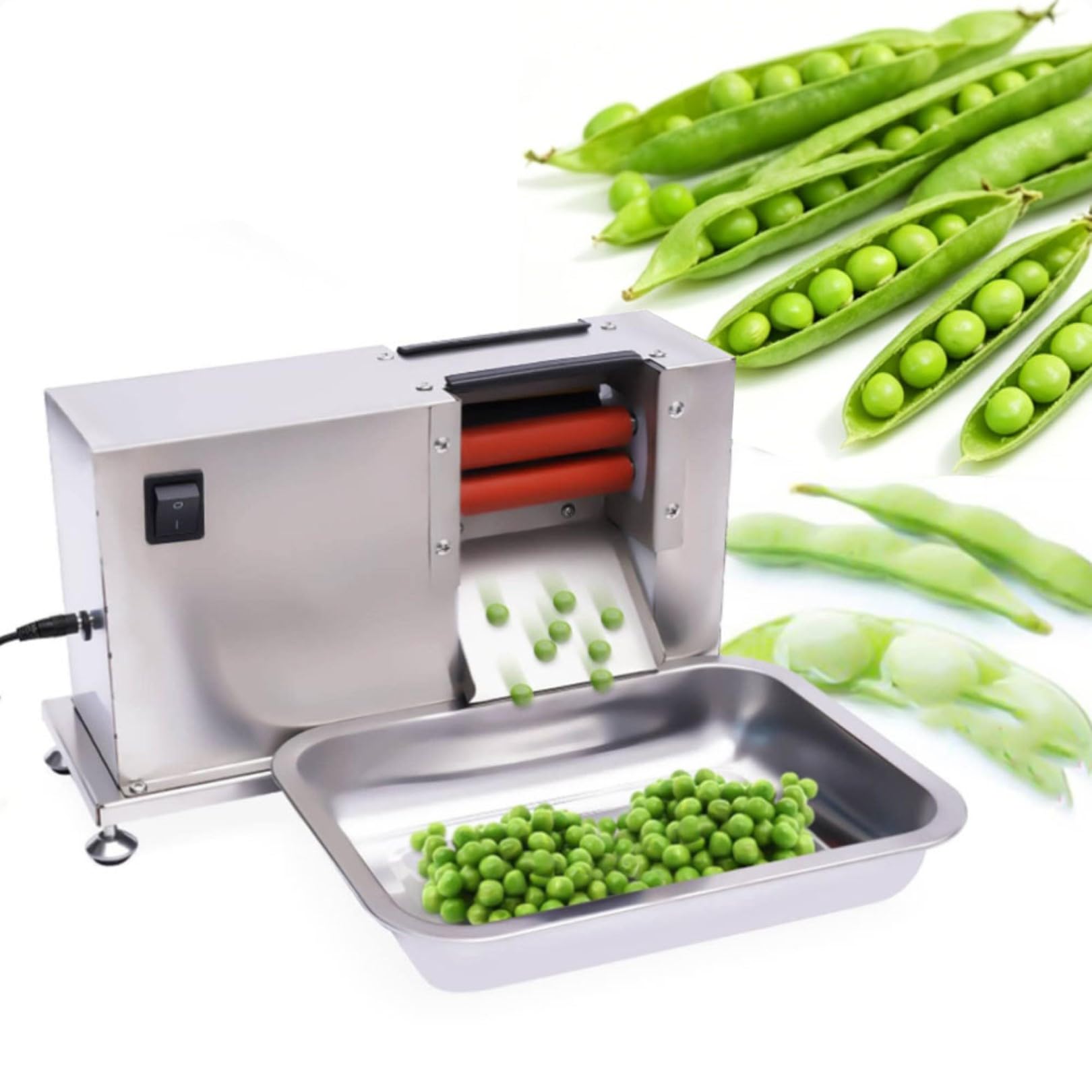 Multifunktionaler halbautomatischer elektrischer Erbsenschäler und Schäler aus Edelstahl für Bohnen, Erbsen, Edamame – schnelle effiziente kommerzielle Maschine für Zuhause