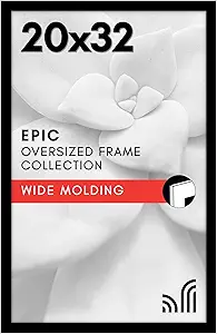 Americanflat 20x32 Poster Frame with Polished Plexiglass - Black Picture Frame - Wide Photo Frames Made of Engineered Wood for Vertical or Horizontal Wall Display - Epic Collection - Black