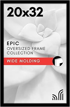 Americanflat 20x32 Poster Frame with Polished Plexiglass - Black Picture Frame - Wide Photo Frames Made of Engineered Wood for Vertical or Horizontal Wall Display - Epic Collection - Black