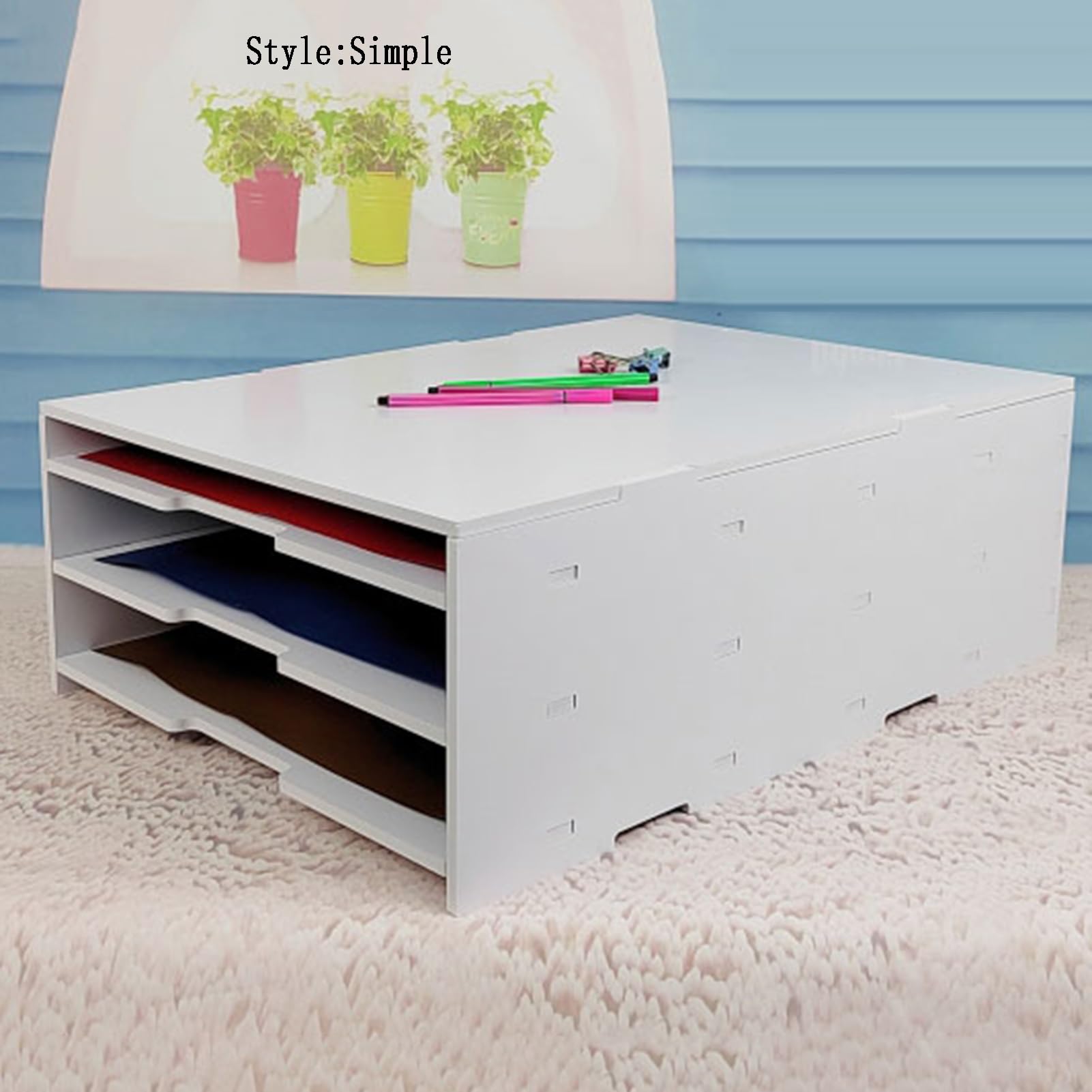 Organizador De Papel, Organizador De Clasificación De 3 Capas, Clasificador De Papel Con Estantes Extraíbles, Gabinete De Almacenamiento De Papel For El Hogar, El Aula, La Oficina, La Escuela, Negro(4