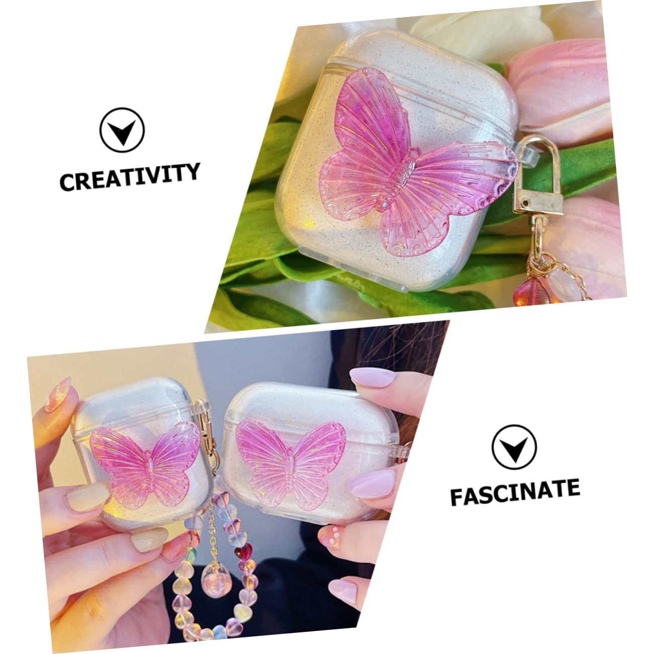 HEMOTON 5stücke Wireless Earphone Case Mit Herzanhänger Für Schützende Hülle Glitzerndem Leichte Und Kompakte Aufbewahrung Für -kopfhörer