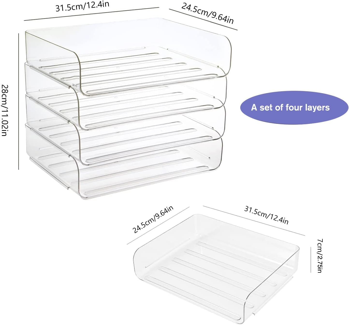 Document Stacker 4-Tier Stackable PET Paper Trays - Clear Desktop ...