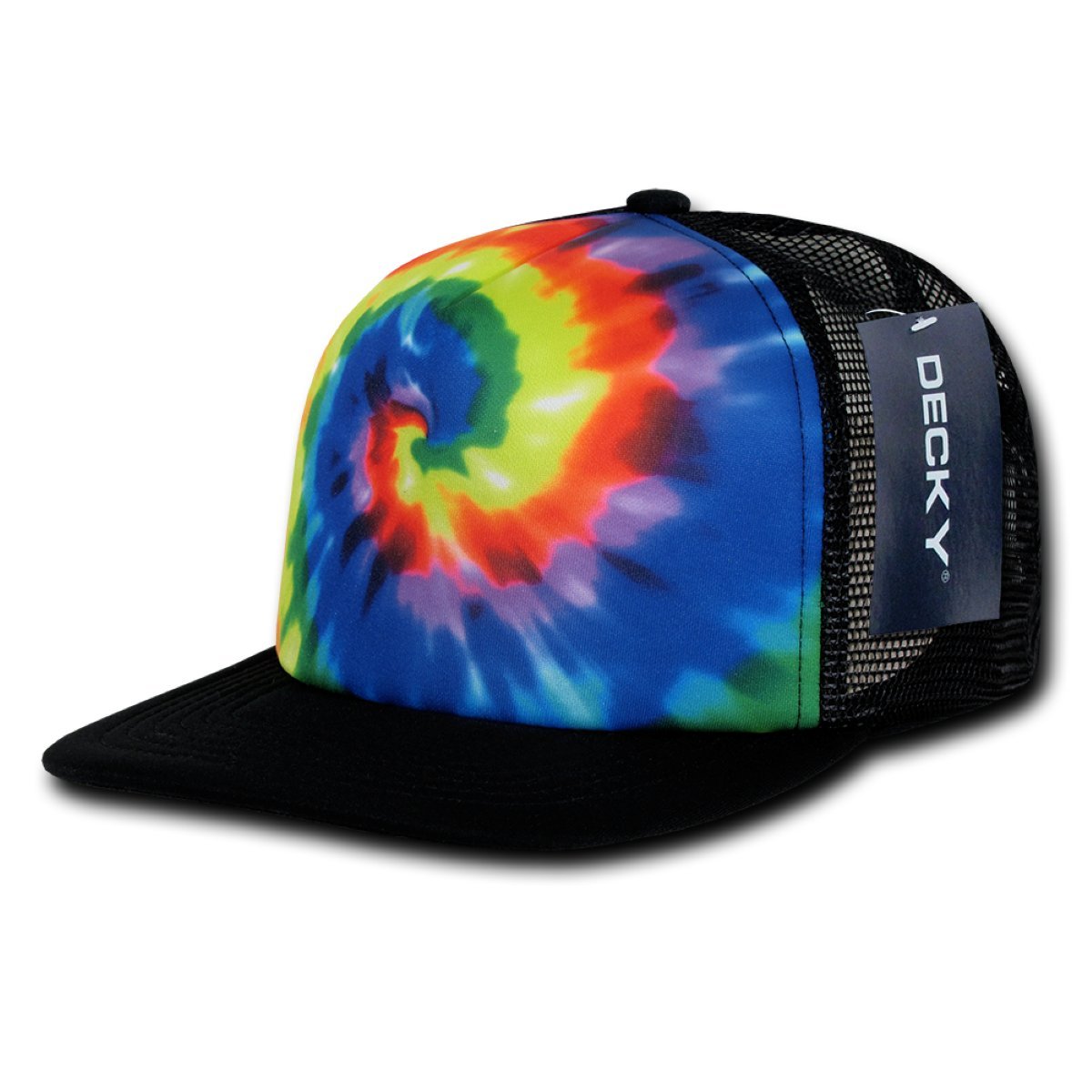 Decky 1079 Tie Dye Print Trucker Caps - Tęcza, wielobarwny, M