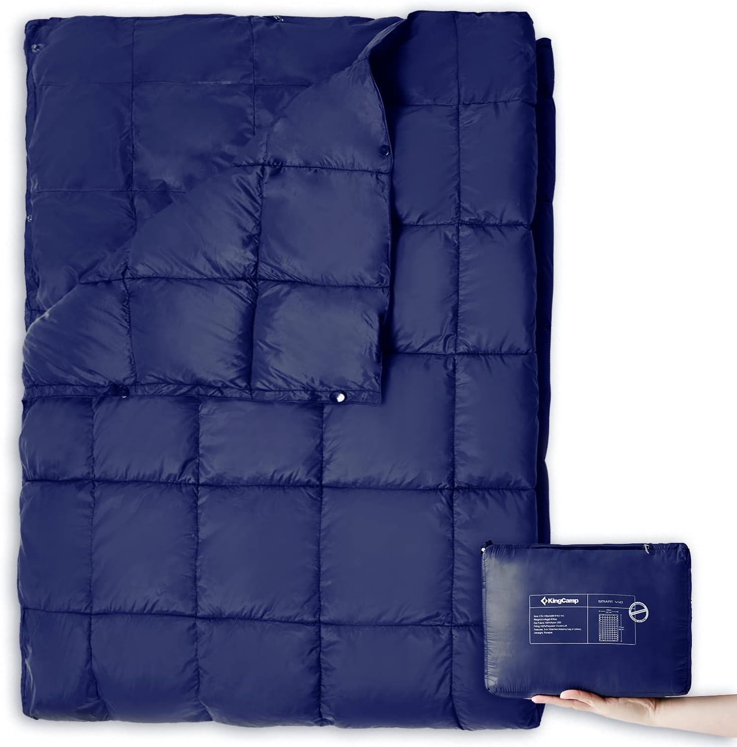 KingCamp Camping Blankets for Cold Weather, Warmer Down Alternative Packable Blanket, Ultralight Compact Emergency Waterproof Quilt for Backpacking, Airplane, Outdoor, Camping, Hiking, Travel, Stadium : Sports & Outdoors
