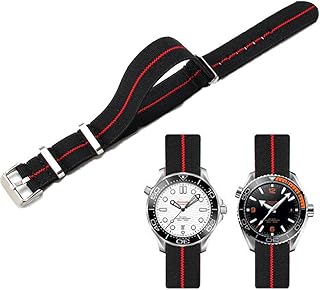 Nylon Elastic Watch Strap Military Parachute Style Watch Band 18mm 20mm 22mm Premium Striped Nylon One-Piece French Paratrooper Watchband Smartwatch Band Replacement Strap for Men Women