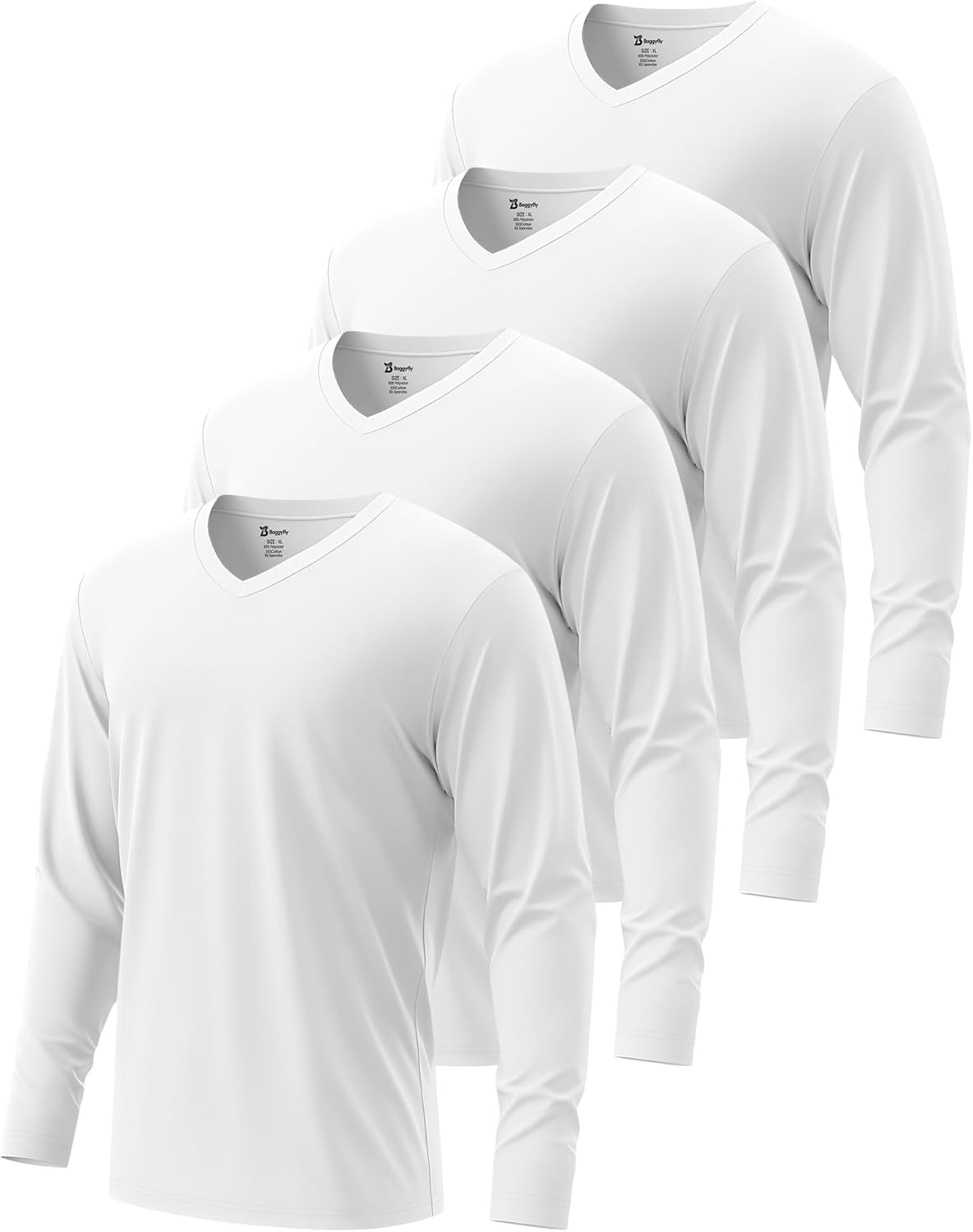 4 Pack Men's Big and Tall Underscrub Tops, Comfort Long Sleeve V Neck Fitted Layering Shirt for Medical Uniforms