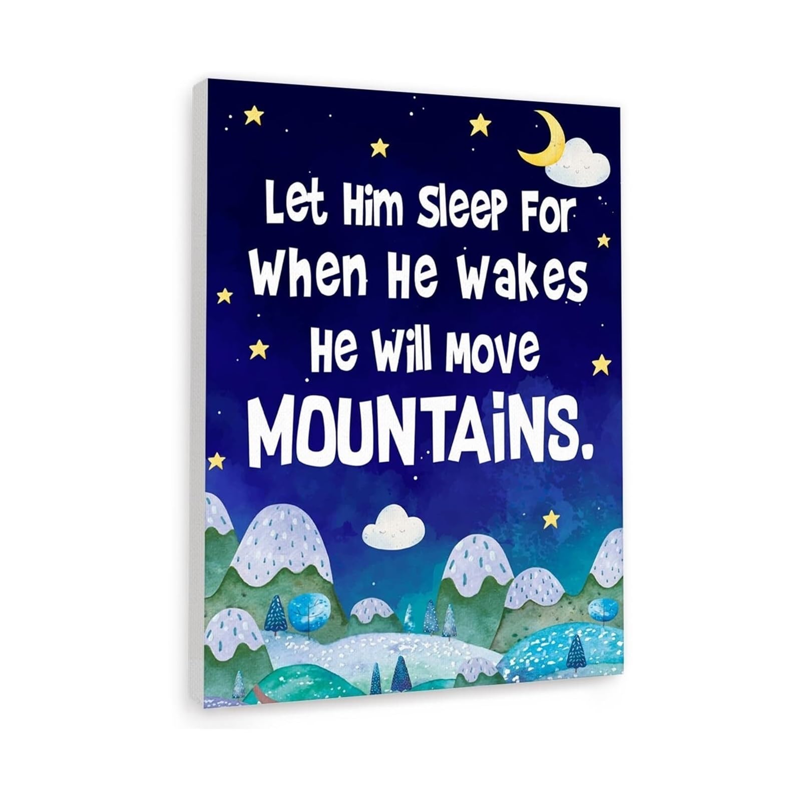 HGETJOHXEM While He Sleeps Nursery Wall-Art - He Dreams of Tomorrow Inspirational Print, Boy Room Decor Parent Gift Sentimental Quote(Framed,12x18inch(30x45cm))