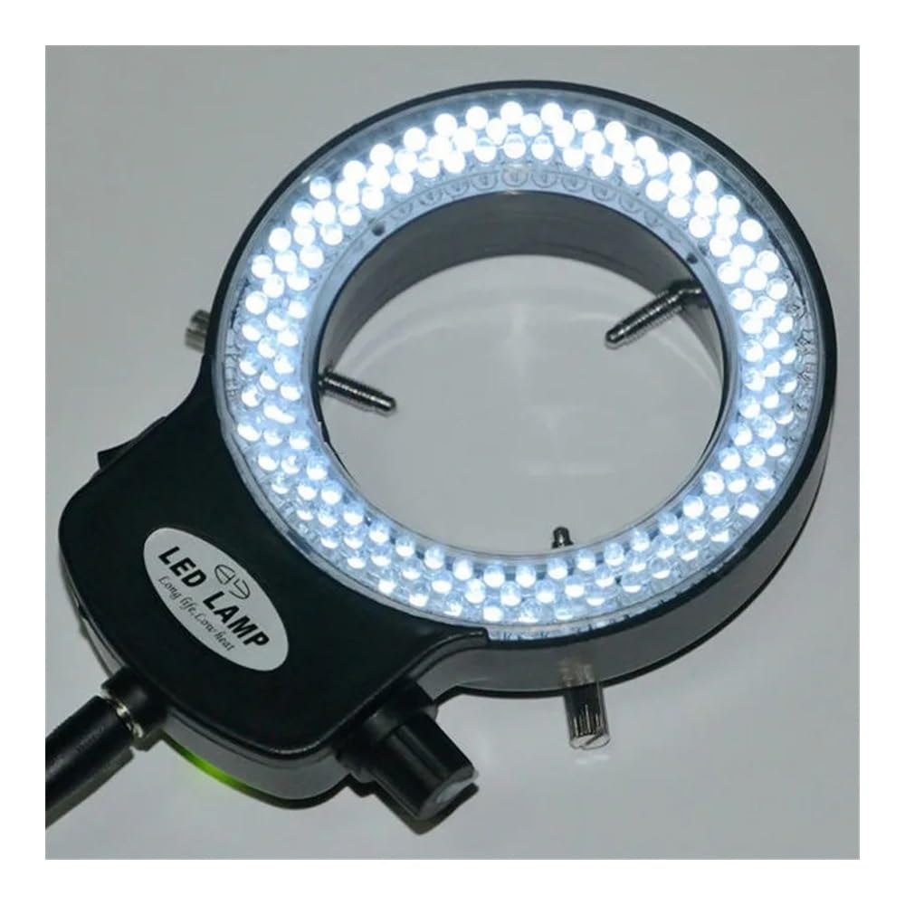 Microscope 7X-45X Table Pillar Stand Binocular Stereo Zoom Microscope Inspection PCB Microscopio 144 Led Ring Light(Black 144 Light)