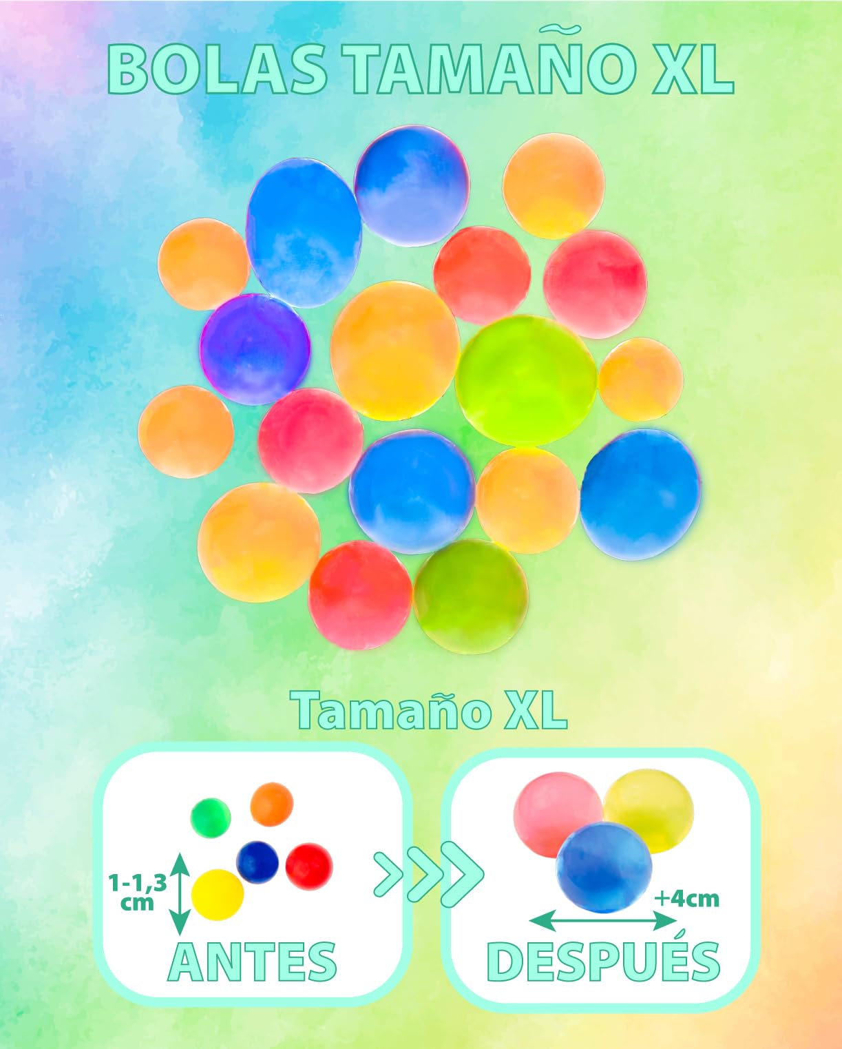 INPIAX Pack of 300 Giant Gel Beads, Large XL Balls, Different Colours for Home Decoration Plant Preservation, Crafts, Water Beads - Image 2