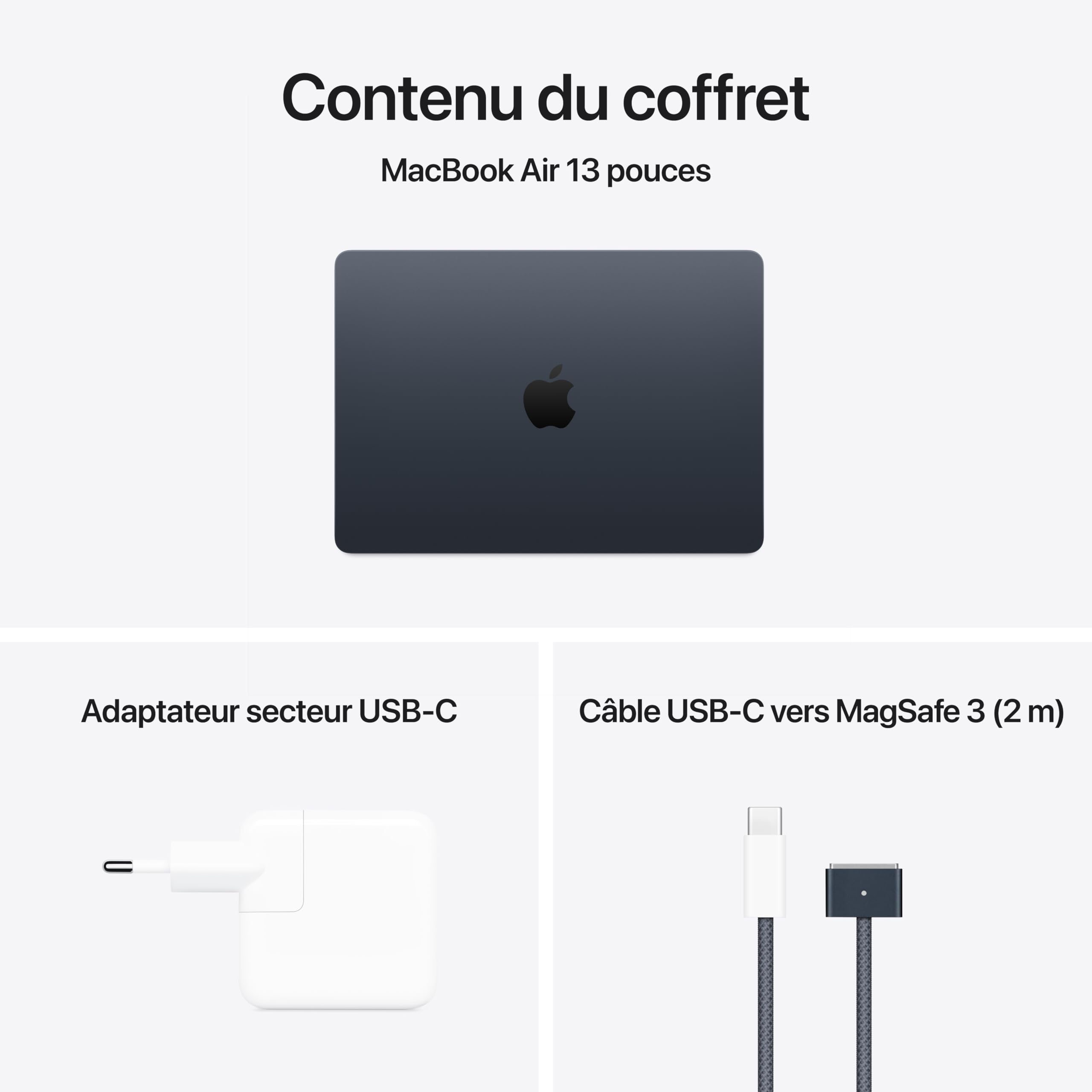Apple MacBook Air 13 Pouces Ordinateur Portable avec Puce M4 : Conçu pour Apple Intelligence, Écran Liquid Retina de 13,6 Pouces, Mémoire unifiée de 24 Go, Stockage SSD de 512 Go, Touch ID ; Minuit