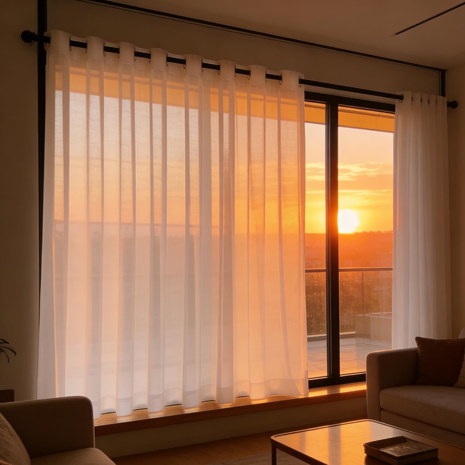 Cortinas blancas translúcidas de lino para iluminar tu salón o dormitorio
