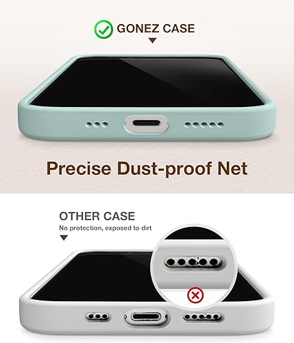 Miniatura 244 de GONEZ Funda de silicona para iPhone 14 Pro Max, compatible con MagSafe, con protector de pantalla + protector de lente de cámara, silicona líquida a