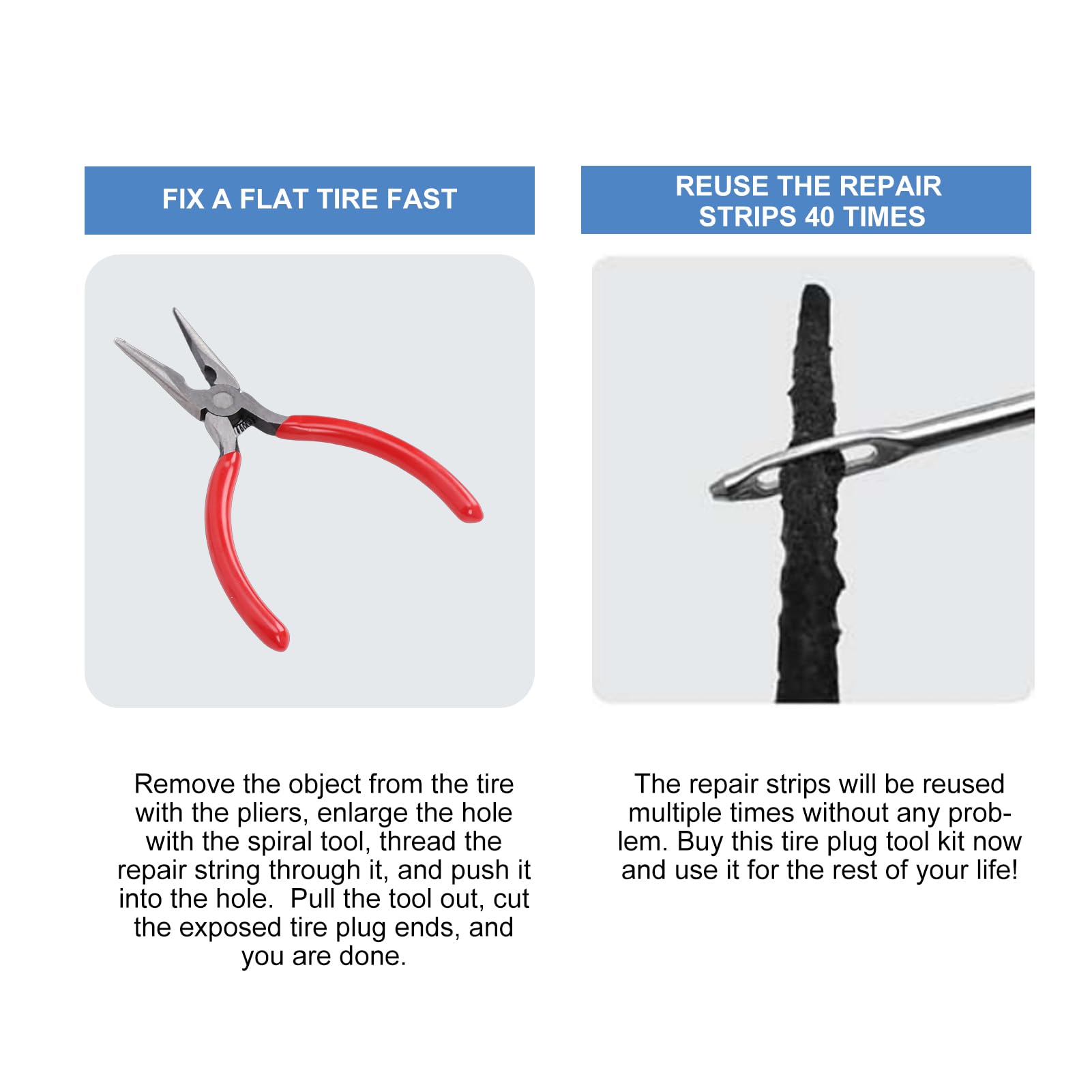 Kit Tappi per Pneumatici per Auto Kit di Strumenti per Riparazione Pneumatici Tubeless Durevole in Lega di Zinco per Tutti Gli Scenari per Emergenza 86 Pezzi