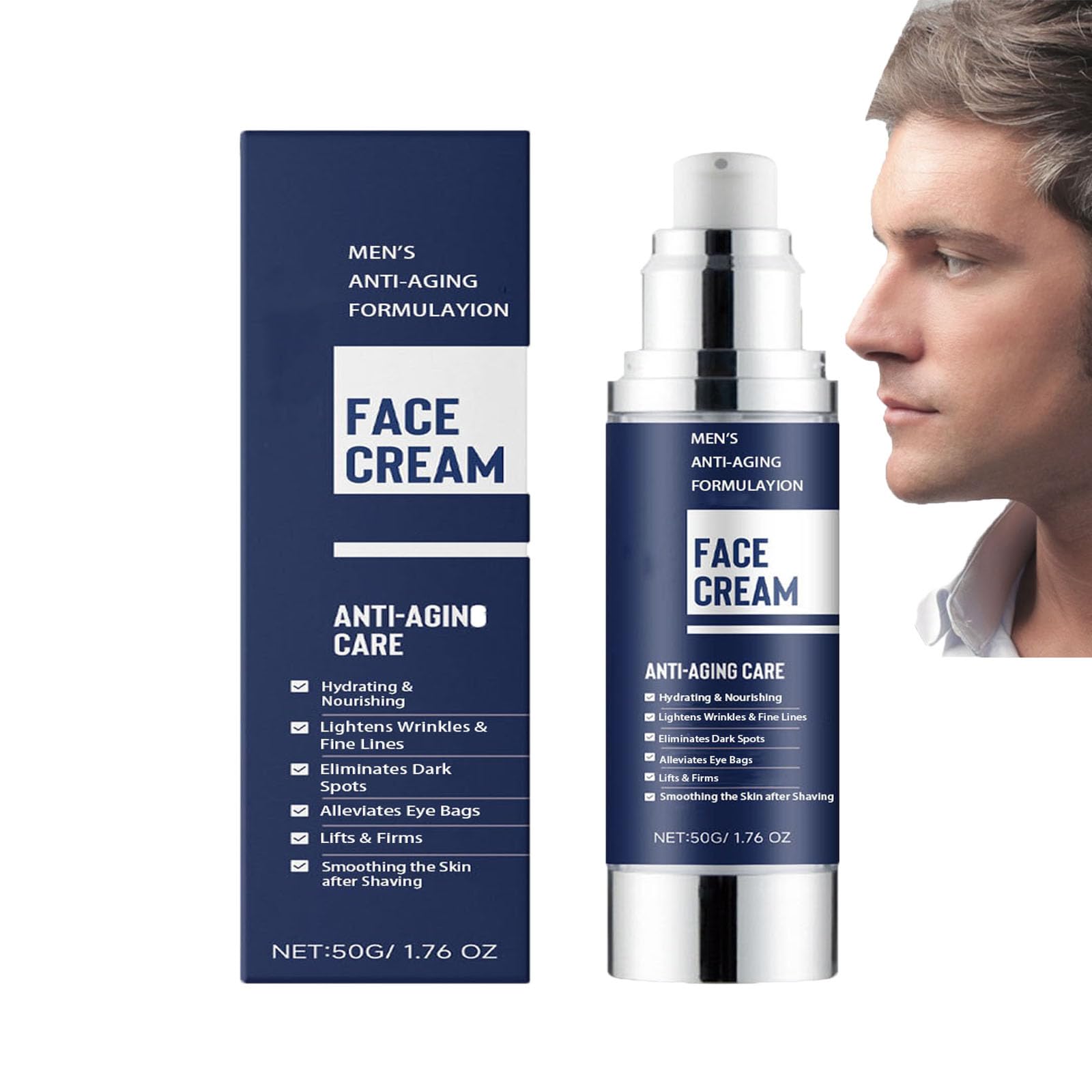 6 in 1 Men’s Anti-Aging Facing Moisturizer - Hydrating Cream for Darker Circles, Darker Spots, and Eye Bags Nourishing After Shave Lotion for Smoother, Firmer Skin (1pcs)