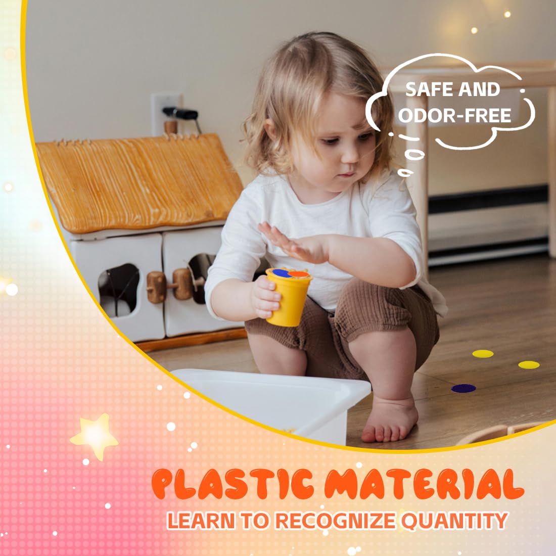 100 Fiches Poker in Plastica, 19 mm Conta Le Patatine per Bambini, Giochi di Carte Fiche, Chip da Gioco per Matematica Gettoni Contatori per Ricompensa