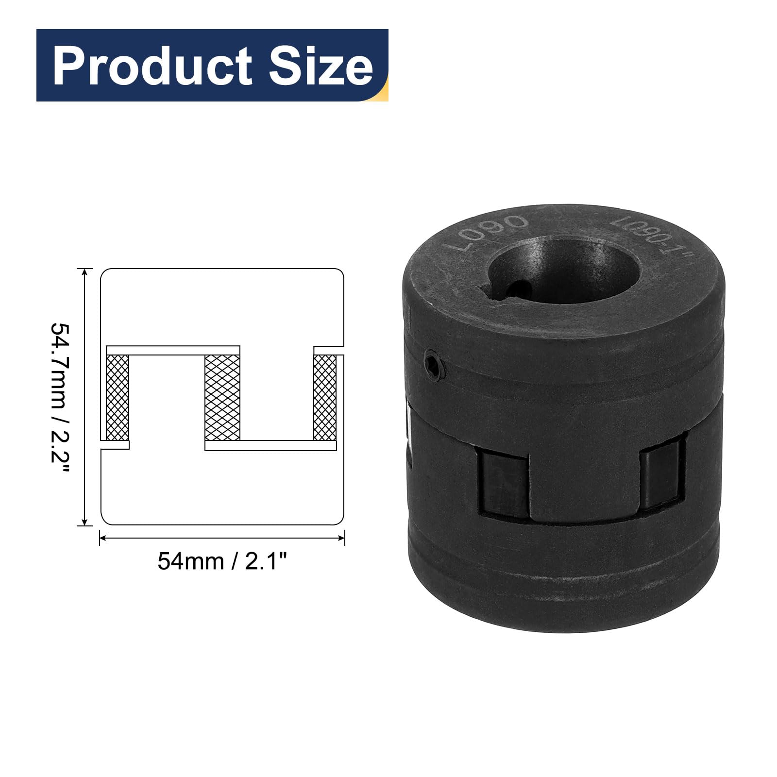 QUARKZMAN Accouplements Flexibles 5/8" à 1", Accouplements L090, Ensemble de Coupleur L-Jaw 3 Pièces Joint en Caoutchouc Buna-N NBR pour Équipement Hybride de Fendeuse à Bois