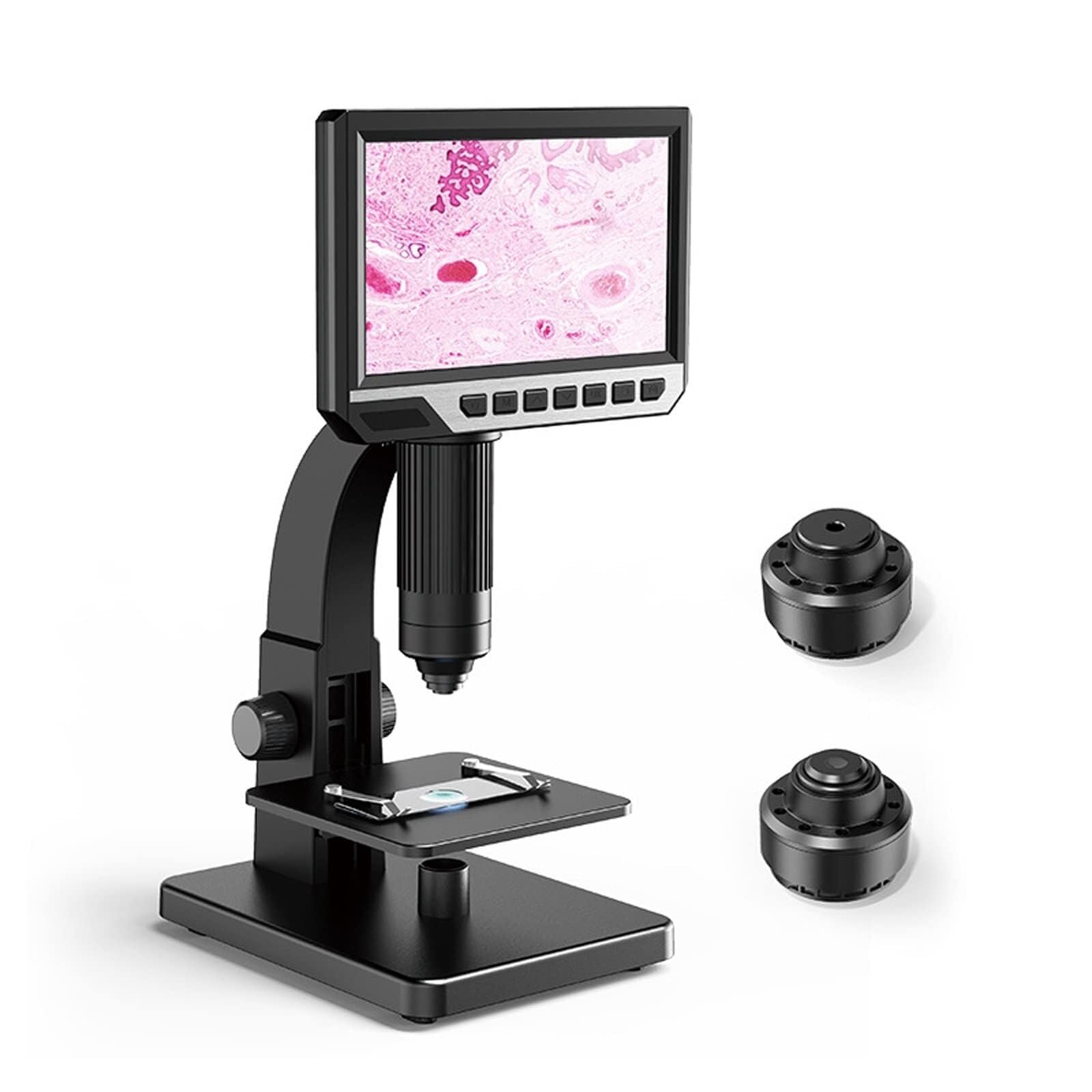 Microscopio biologico digitale 2000X con doppia lente, display IP da 7 pollici, 11 LED, video 1080p, per bambini e adulti, compatibile con più sistemi operativi