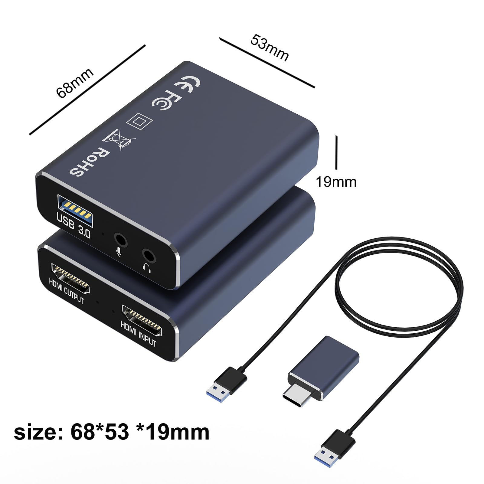 dobestyou Carte de capture audio vidéo 4K, HDMI USB 3.0, Full HD 1080p pour enregistrement de jeu, diffusion en direct