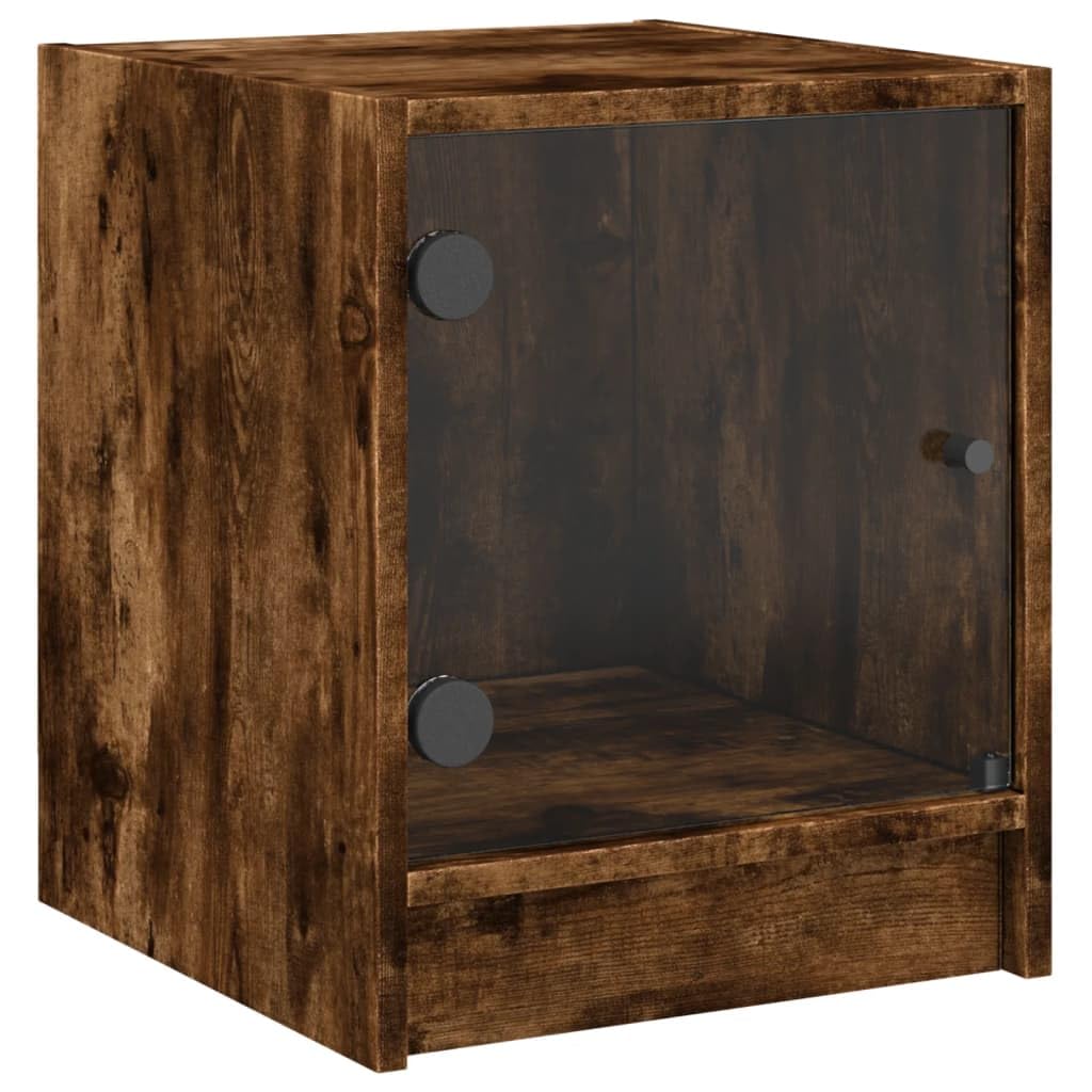 Elegante Nachttische mit Stauraum und Glastüren aus langlebigem Holzwerkstoff für Schlafzimmer und Wohnbereich