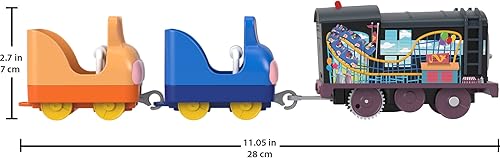 Miniatura 2 de Thomas & Friends Toy Train, Carnival Diesel Motorized Engine with 2 Roller Coaster Cars for Preschool Railway Play Ages 3+ Years