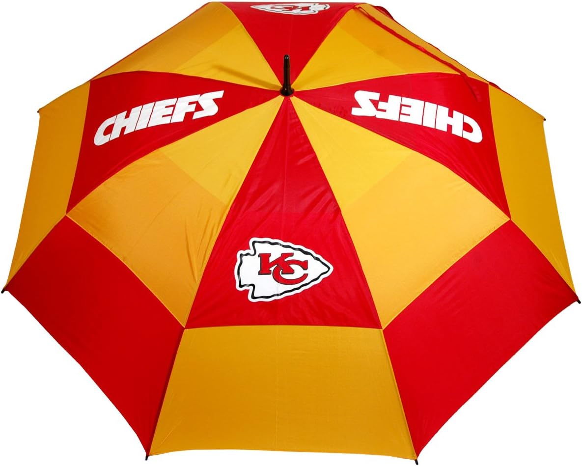 team golf nfl 62" golf umbrella with protective sheath, double canopy wind protection design, auto open button kansas city chiefs one size multi team color