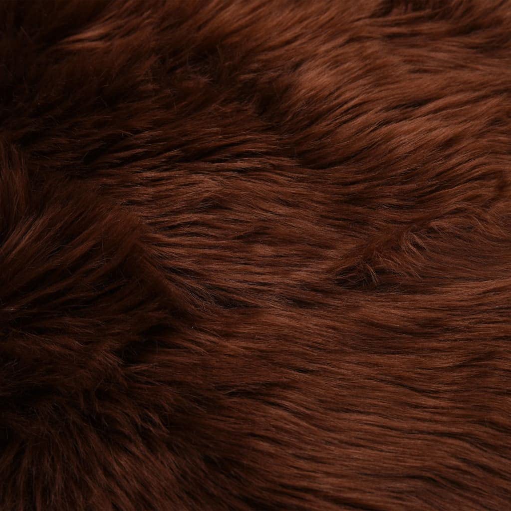 Tapis en fourrure de mouton artificielle - 60 x 90 cm - Marron - Pour salon - Ambiance confortable - Fourrure synthétique de luxe - Dessous antidérapant - Jeté de canapé polyvalent