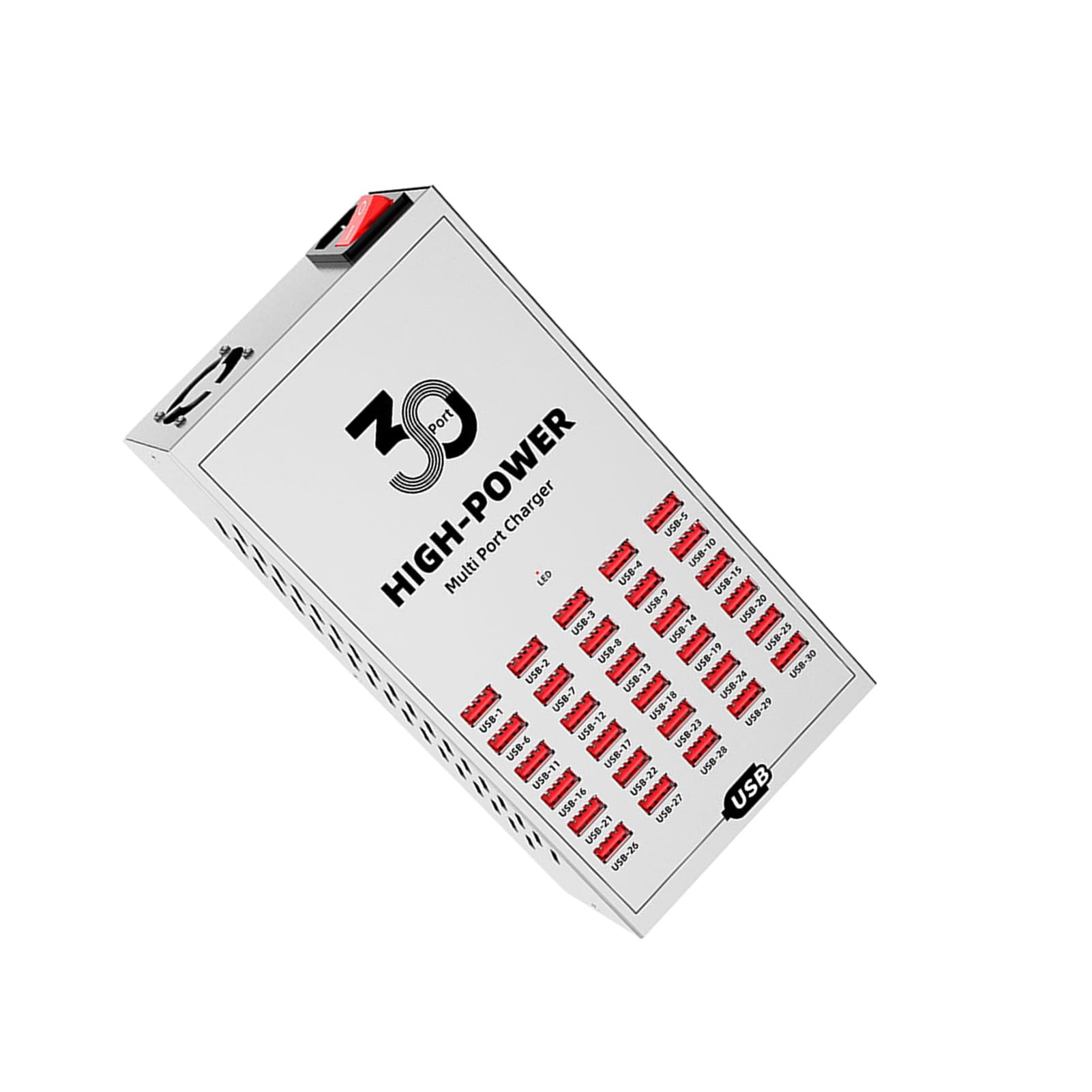 Cryfokt 30-portowa Stacja ładująca USB, Metalowa Obudowa, do Szybkiego Odprowadzania Ciepła z Wielu urządzeń, Stacjonarne Stacje ładujące USB do Biura i Domu (Wtyczka UE 250 V)