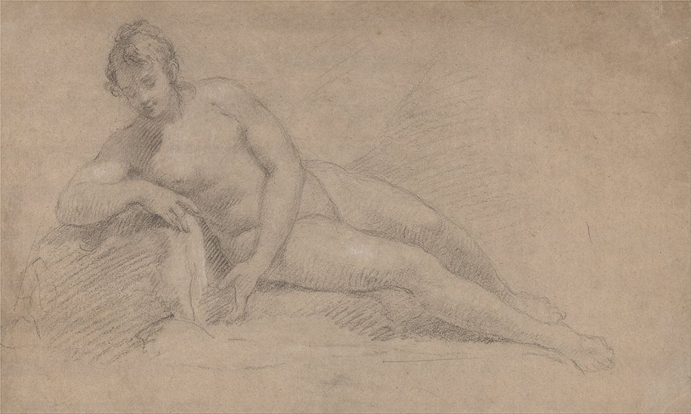 William Hogarth estampe Study of a Female Nude affiche encadrée marron mat grand modèle