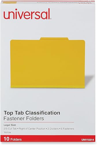 Miniatura 2 de Universal 10314 PB Carpetas con pestaña superior, 6 secciones, tamaño legal, amarillo, 10/caja