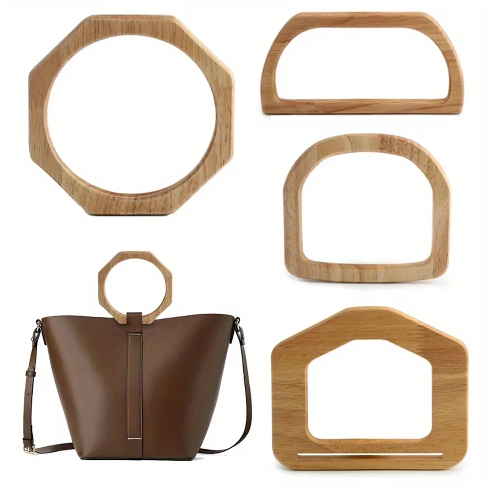 MRKU Asa de Madera para Bolso, Accesorios para Bolsos, Manualidades, Bricolaje, 2 Piezas, Repuesto de Paja Tejida para Manualidades