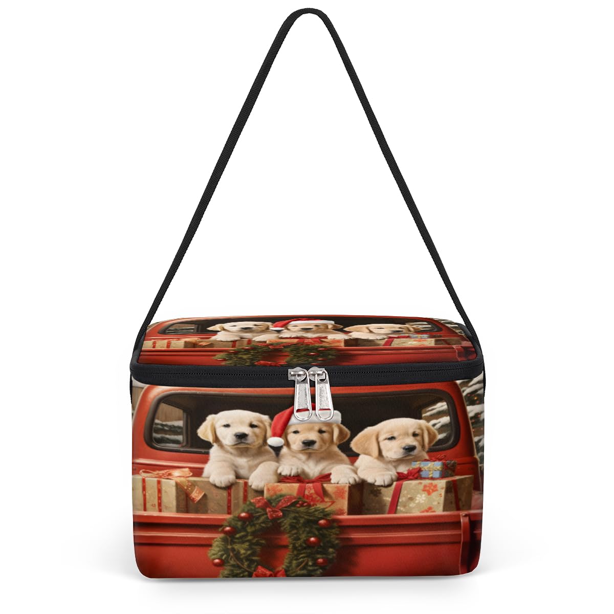 GzLeyigou Christmas Dogs Lunch Bags for Women Men 9 Cans, Hot & Cold Food Delivery Bag Insulated Grocery Bag Insulated Lunch Box Cooler Bag for Office Work Picnic Beach