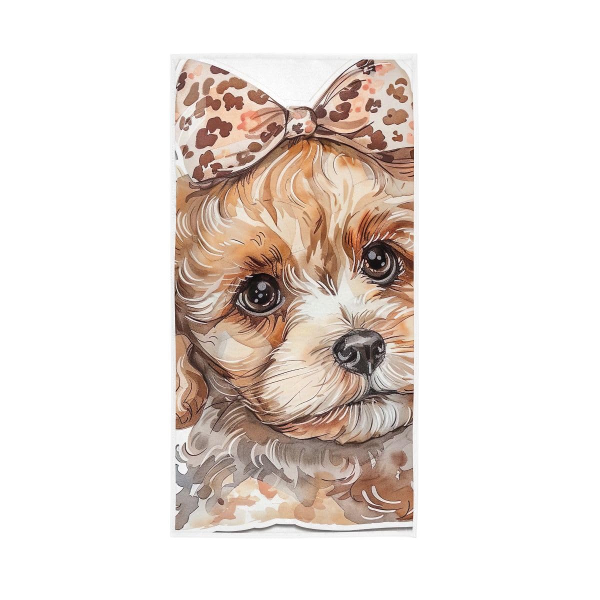 LSRCPD Cute Puppy with Bow Hand Towels, Face Towels for Bathroom 15 x 30 Inches, Decorative Towels