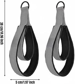 2 Pieces Pilates Double Loop Strap Strapping Pilates Double Loop Straps Soft Fleece Lining Reformer Foot Straps for Studio, Gym, Gray