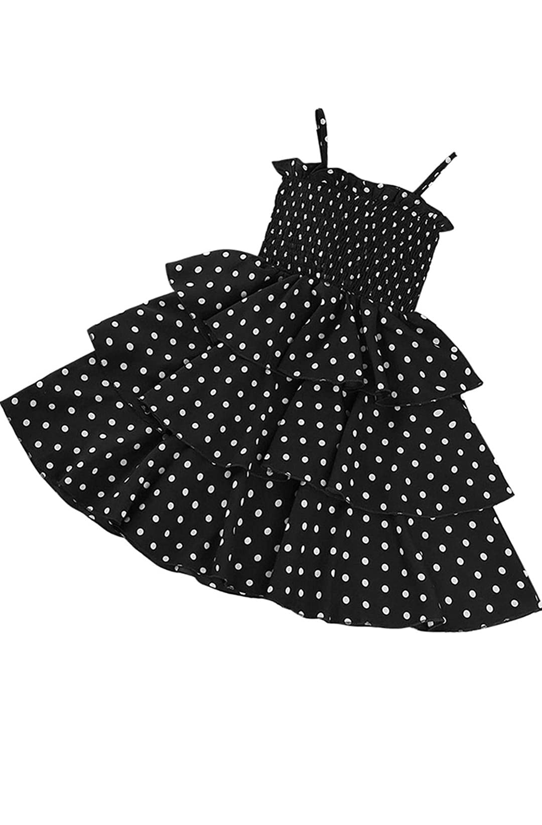Milky WayMilkyway Girls Trendy Fashion Knee Length Polka dot Dress (6-7 Years, Black)