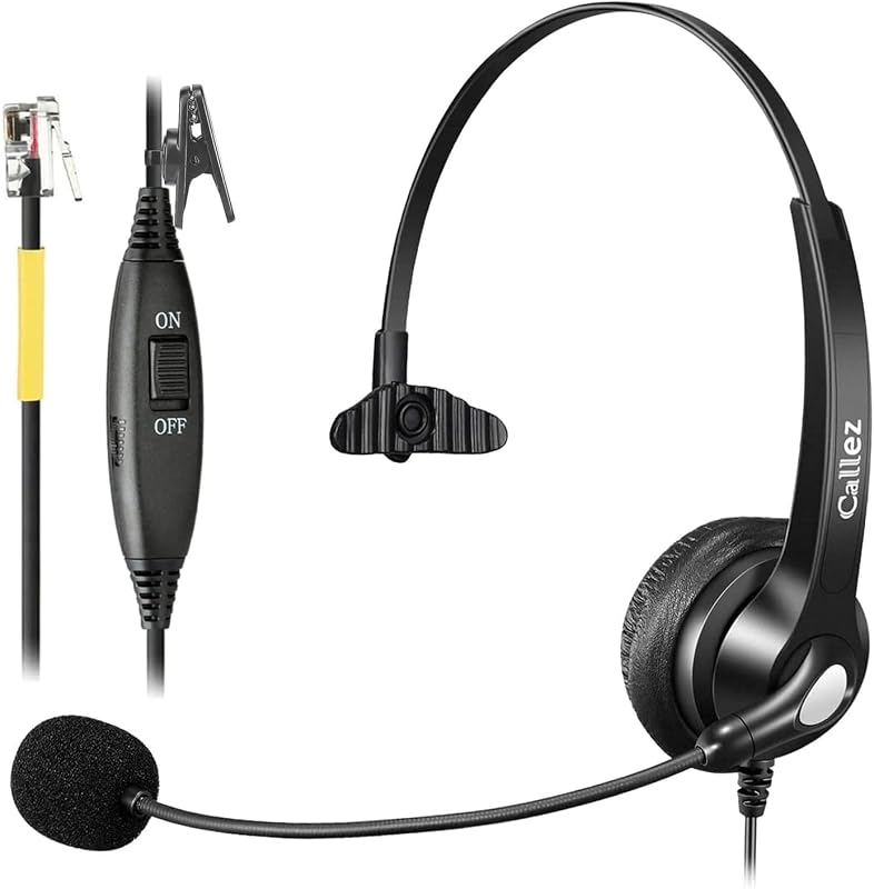 Auriculares telefónicos mono RJ9 con micrófono con cancelación de ruido para Avaya 1608 1616 | Auriculares telefónicos, controles de volumen, auriculares telefónicos que funcionan para teléfonos fijos Grandstream GXP2135 2170 Panasonic Ooma Office