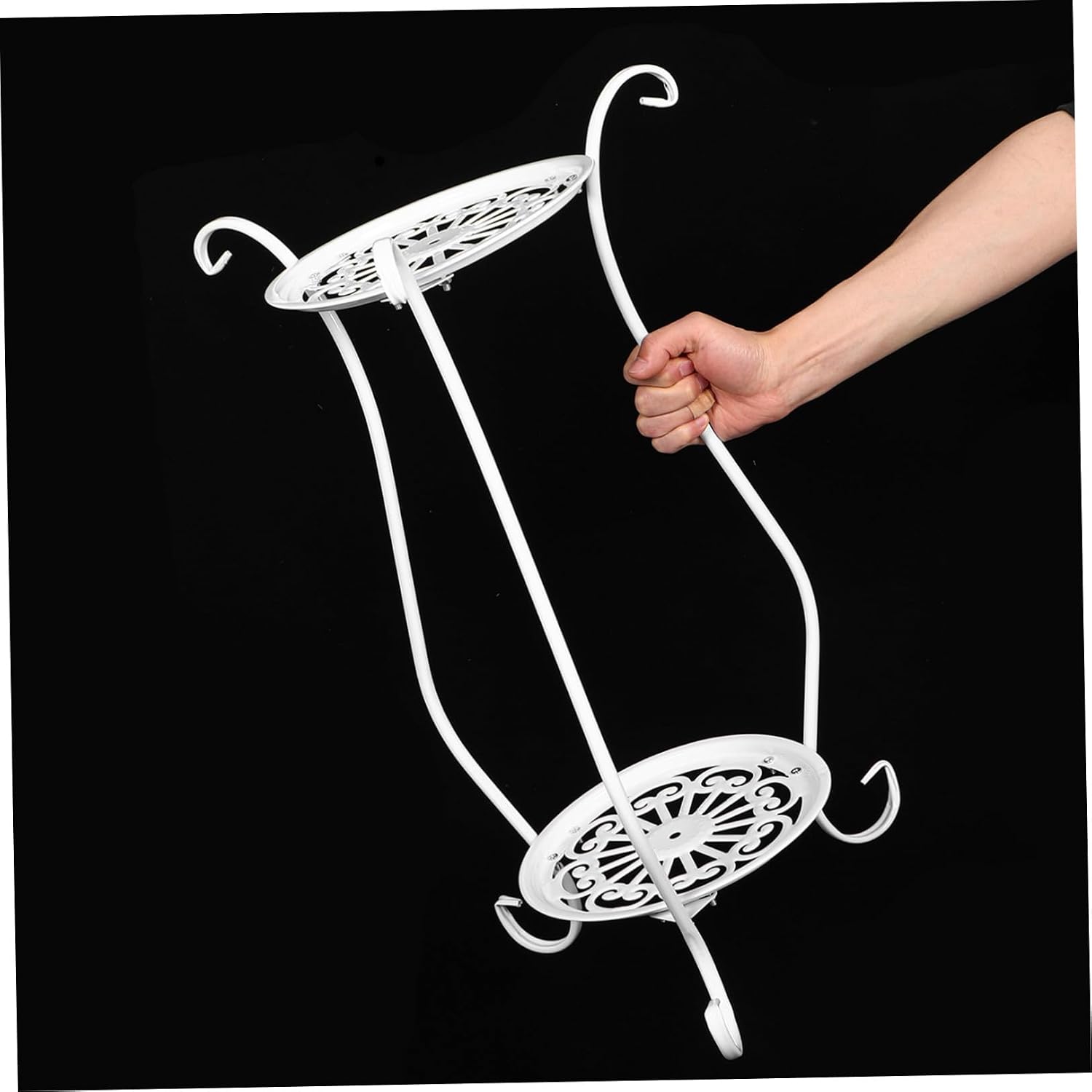 23.6 Inch Metal Bird Bath Bowl Stand with Two Tier round Base