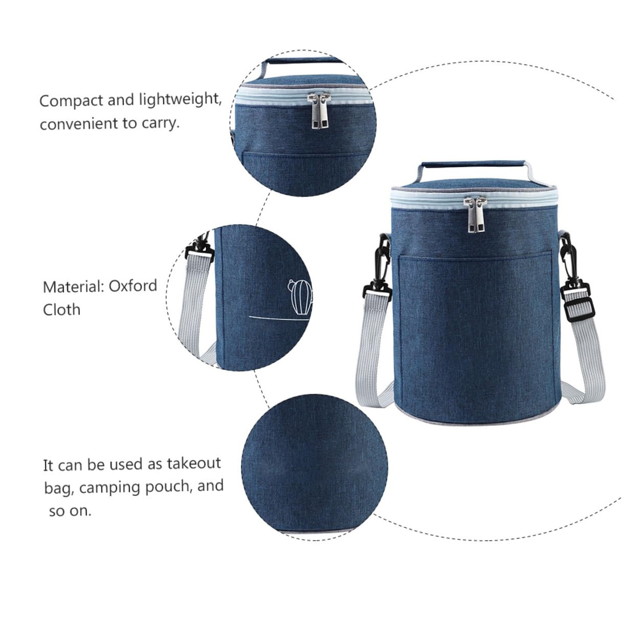 TOYANDONA Tragbare Thermotasche aus Oxford Gewebe Kompakte Lebensmittelbeutel für Reise und Takeout Isolierte Kühltasche für Camping und Picknick