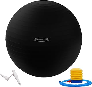 Fitvids Anti-Burst Exercise Ball - Slip Resistant Yoga Fitness Birthing Ball, 2000lb Capacity, Quick Pump, Blue 18in Small
