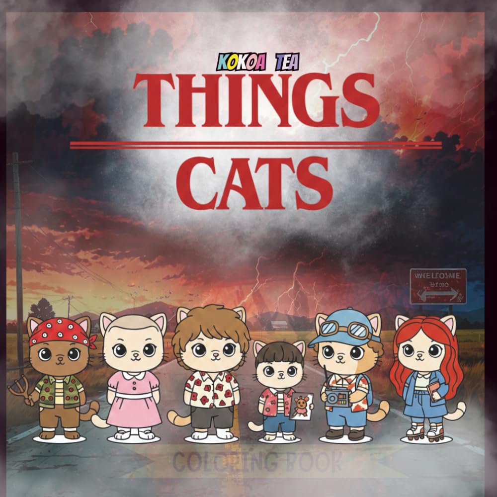 Things Cats Coloring Book: Meow, Kitties: A Cute and Spooky Retro Adventure (Kokoa Tea)