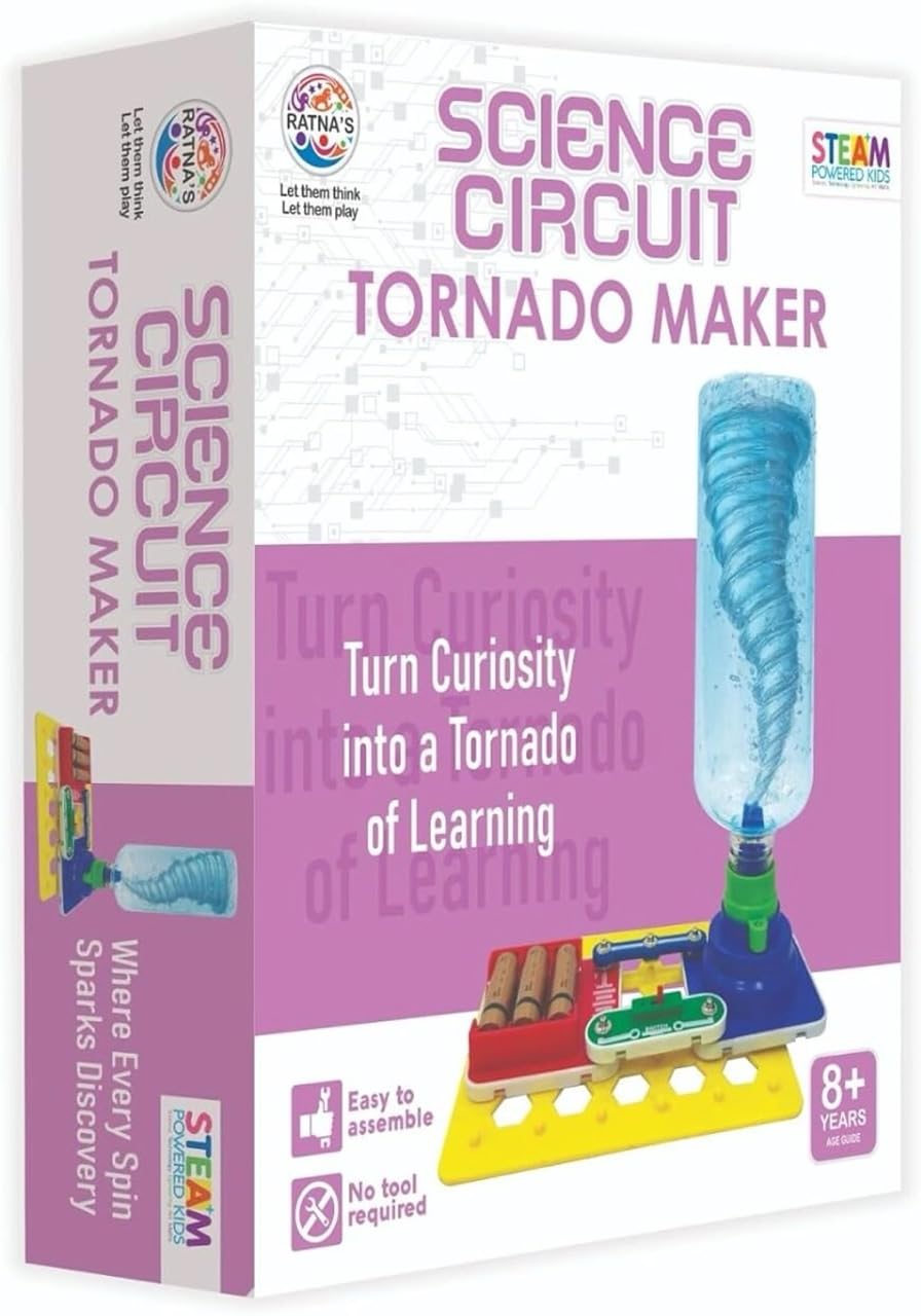 ratna's science circuit tornado maker steam kit | diy science experiment kit | educational stem learning toy | no tools required | easy to assemble | age 8+ years